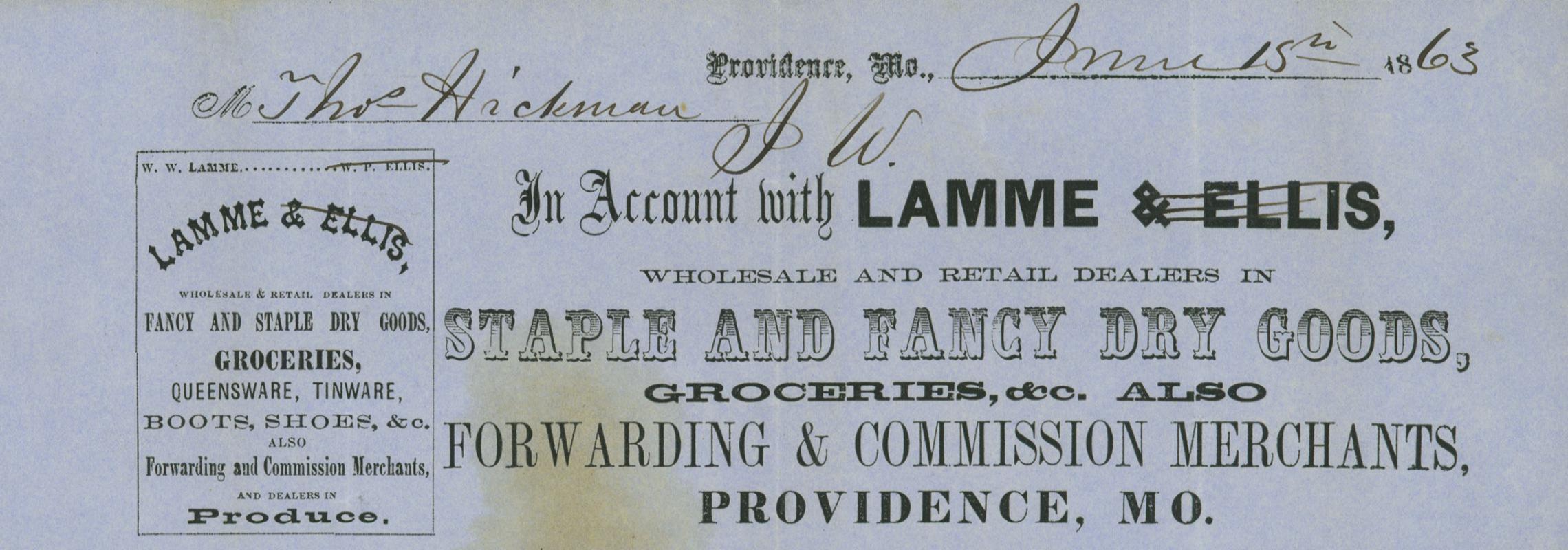 Lamme receipt 1863, C1009 f.20